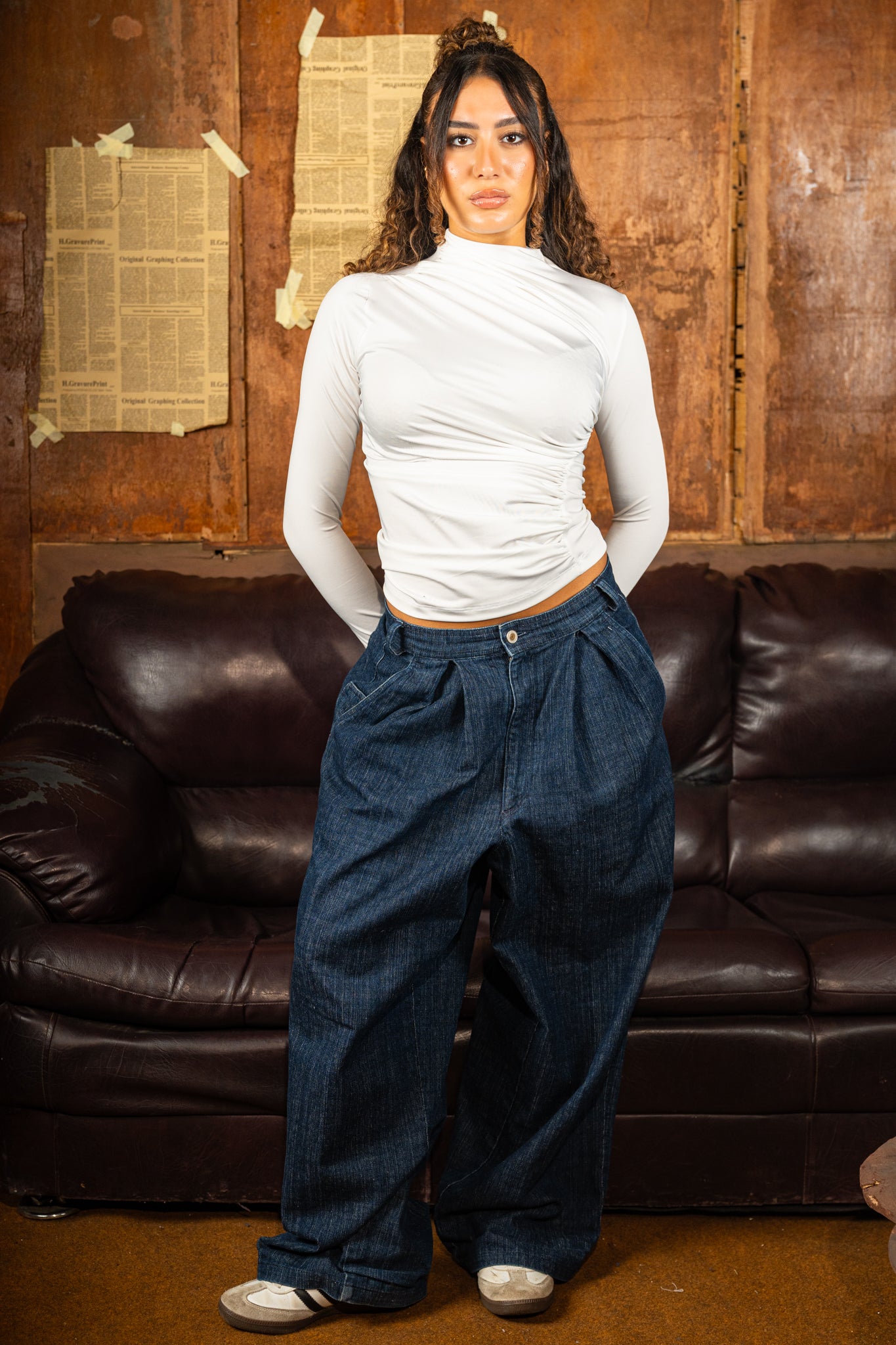 Side Drape Full Sleeve - White