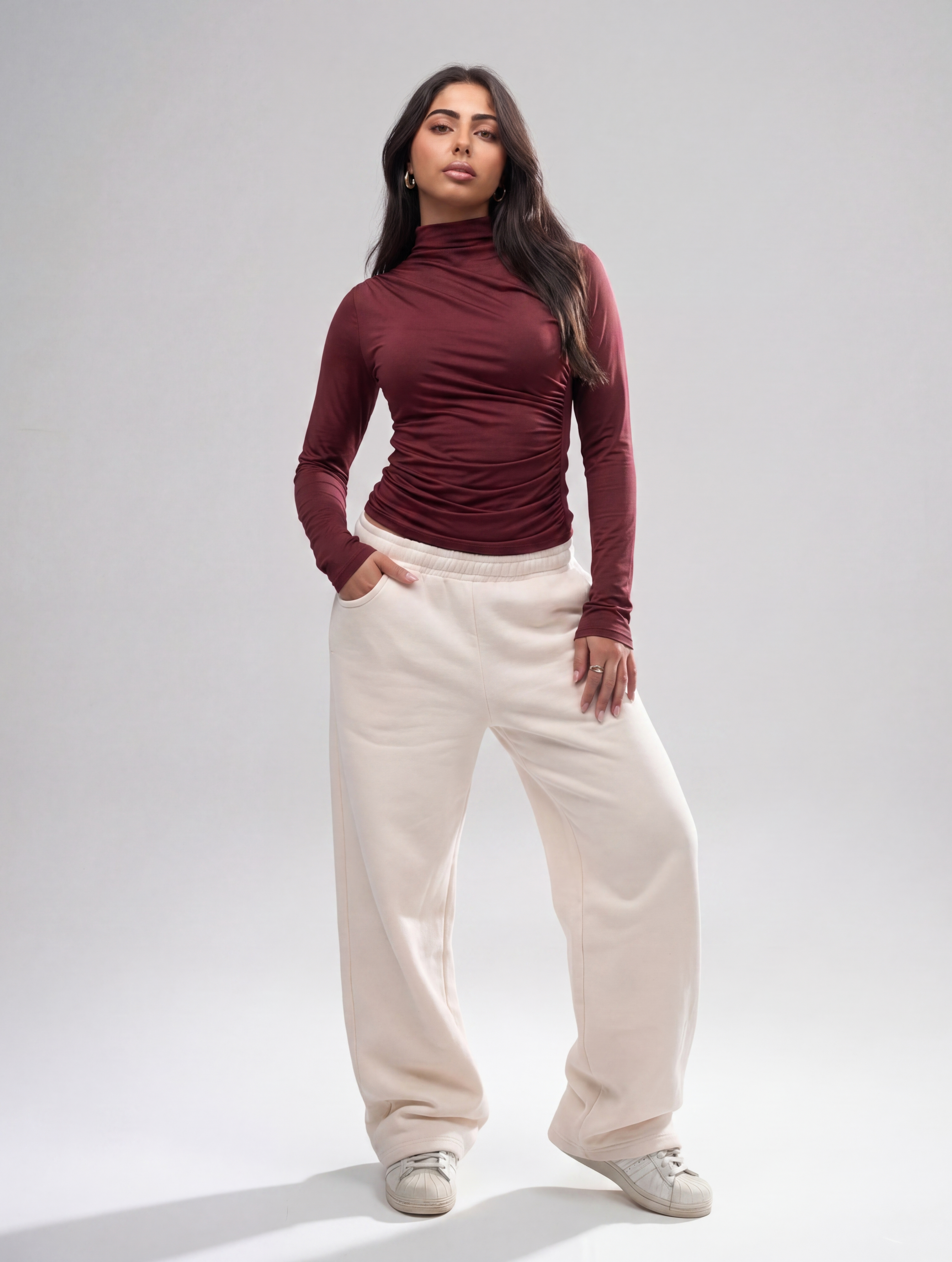 Side Drape Full Sleeve Top