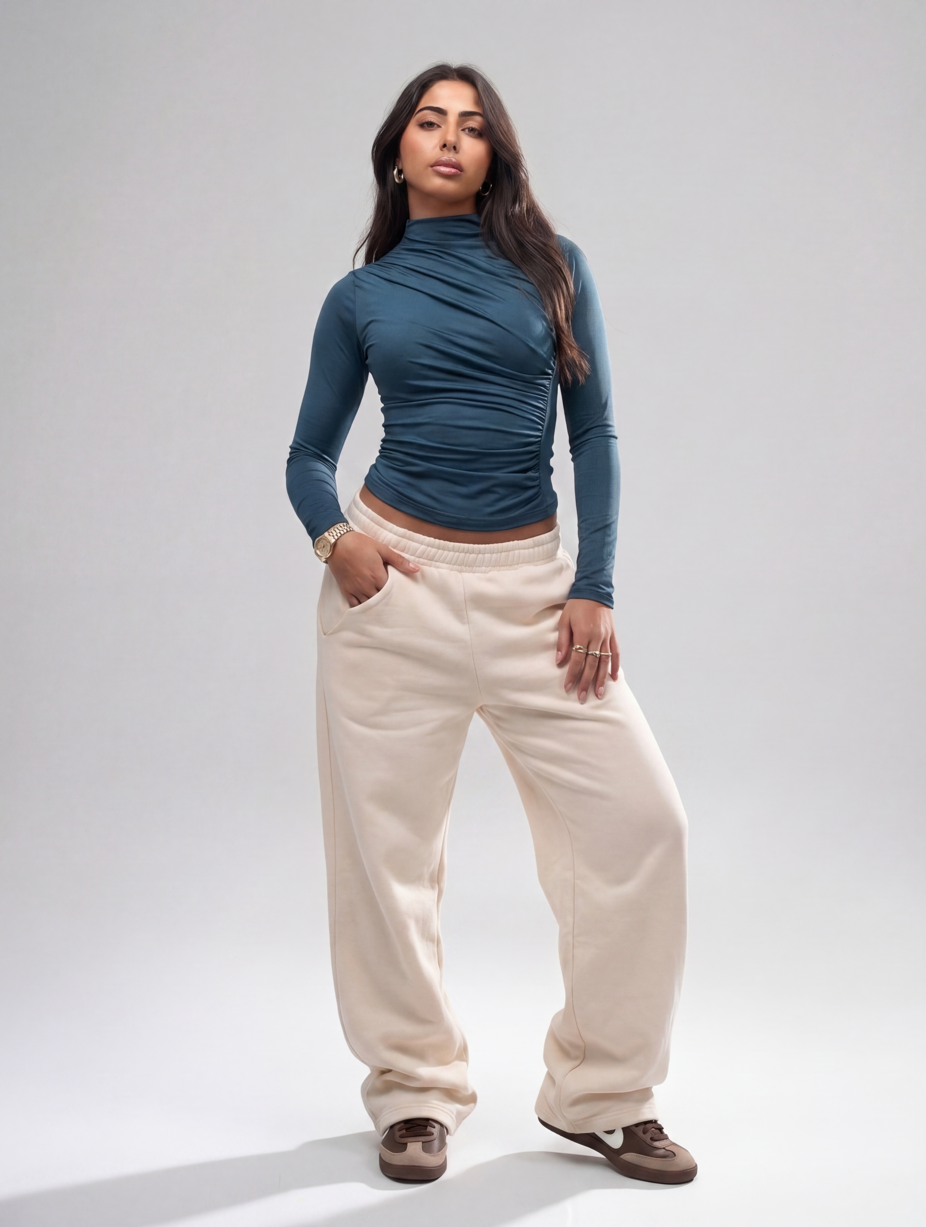 Side Drape Full Sleeve Top