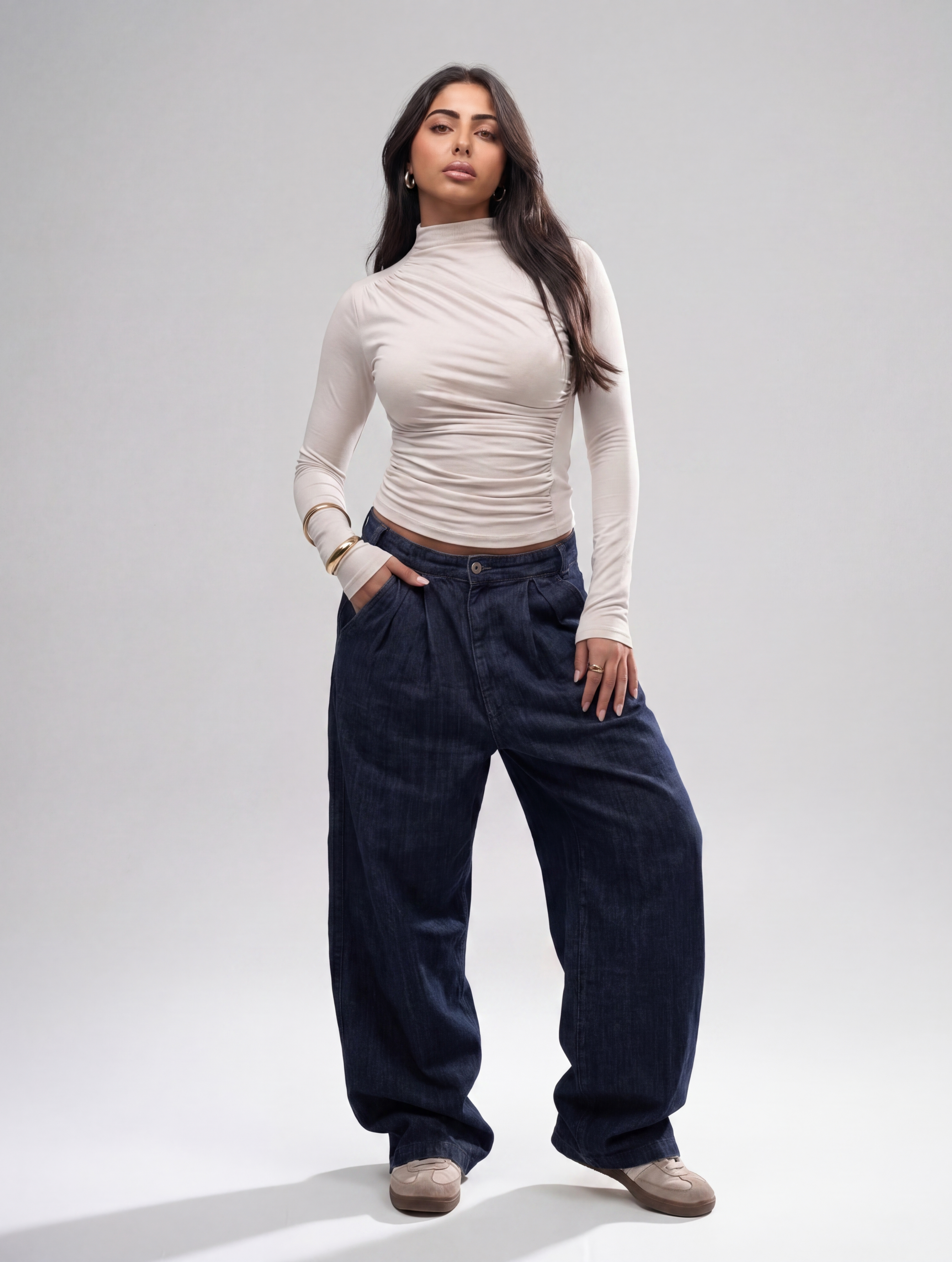 Side Drape Full Sleeve Top