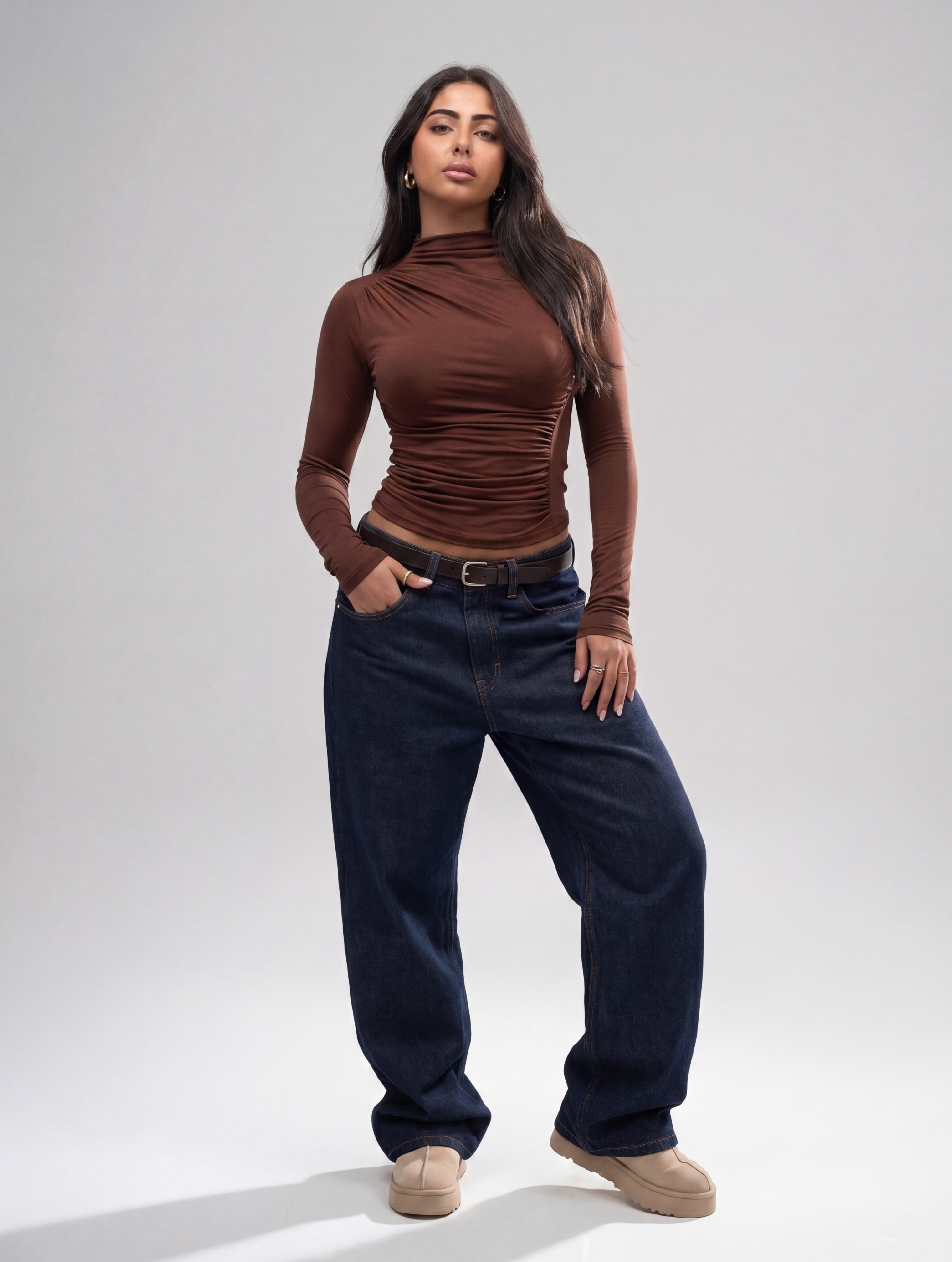 Side Drape Full Sleeve Top