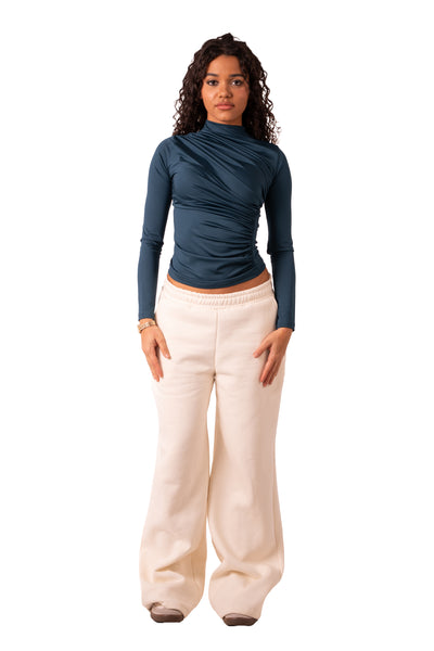 Side Drape Full Sleeve - Emerald Green