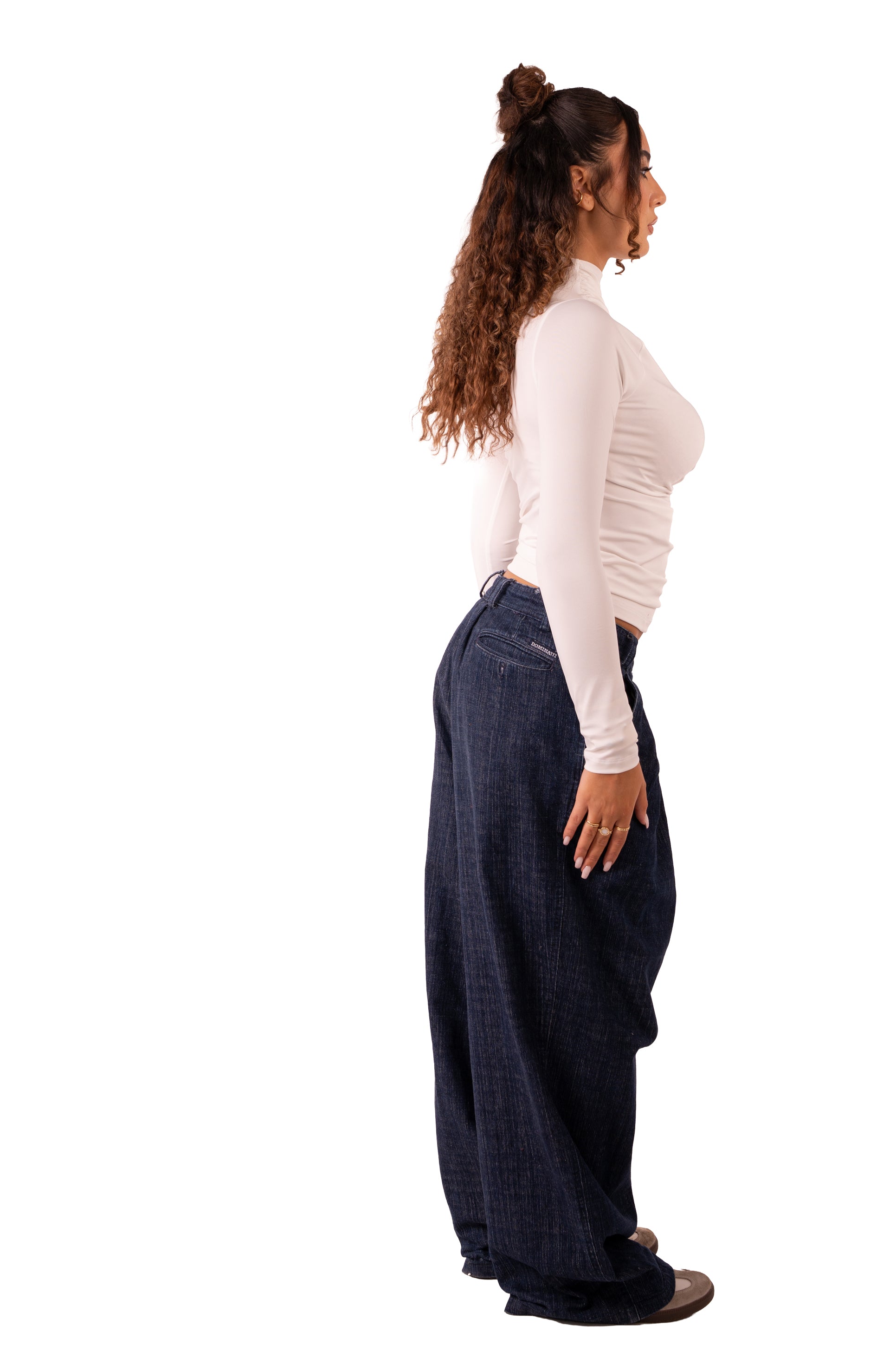 Side Drape Full Sleeve - White