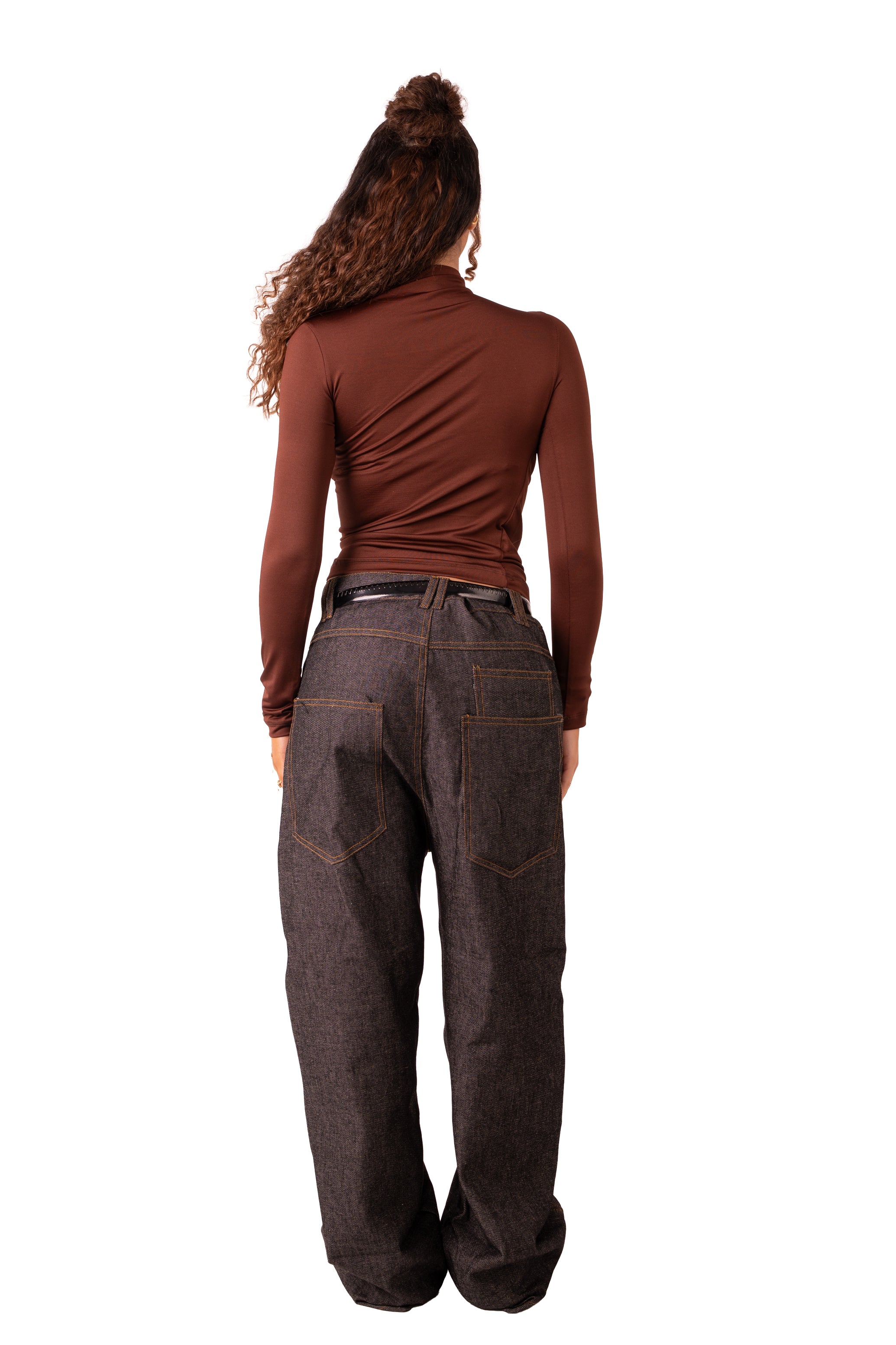 Side Drape Full Sleeve - Brown