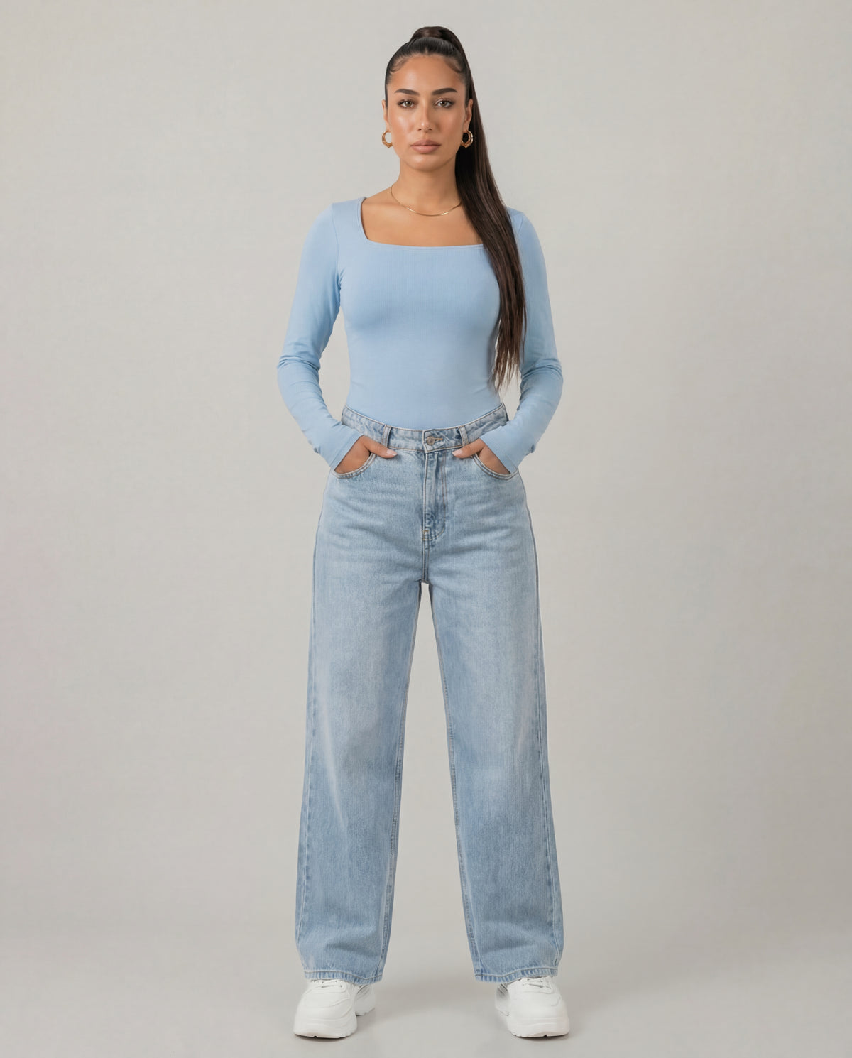 Square Neck Full Sleeve Bodysuit