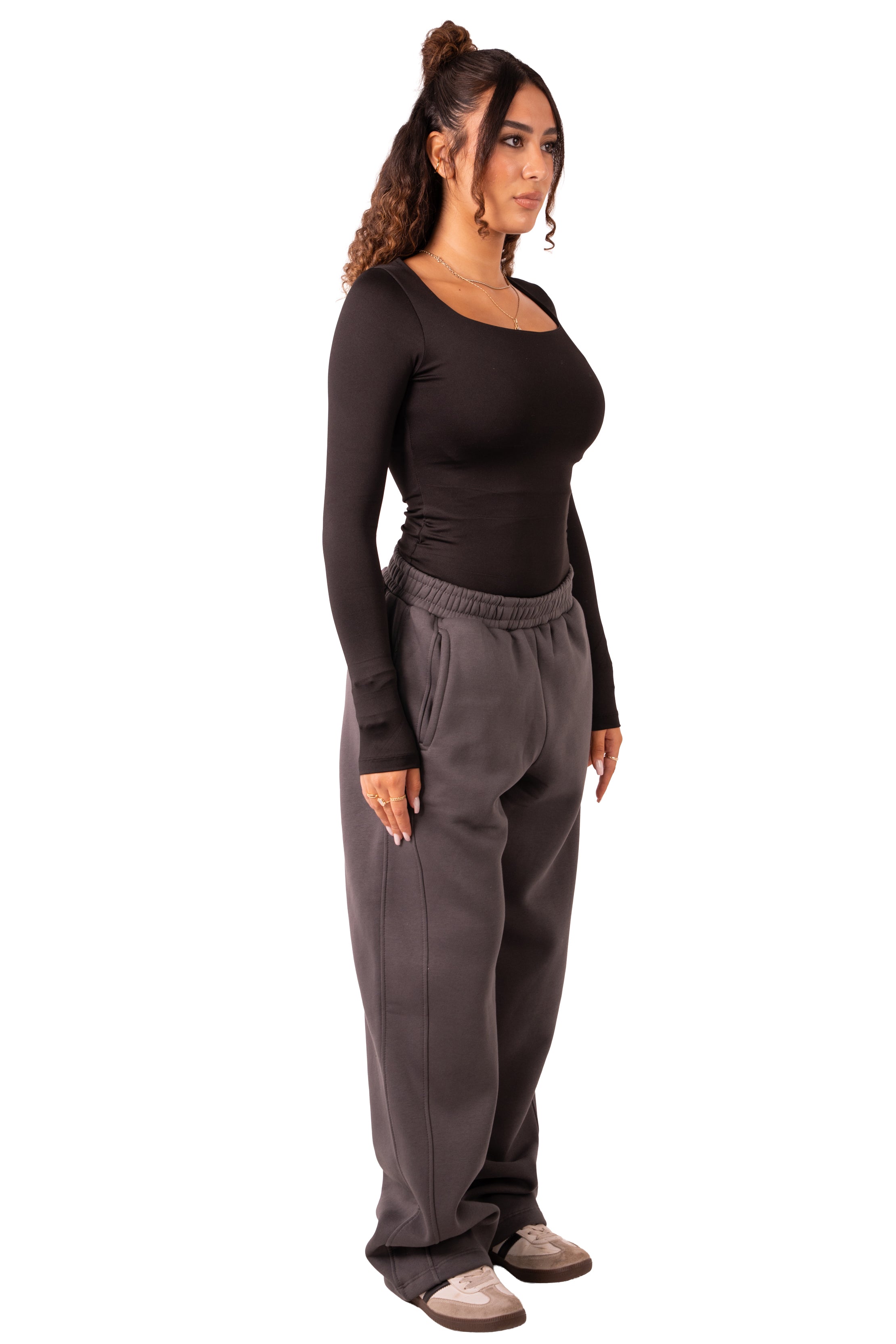 Straight Leg Sweat Pants - Dark Grey