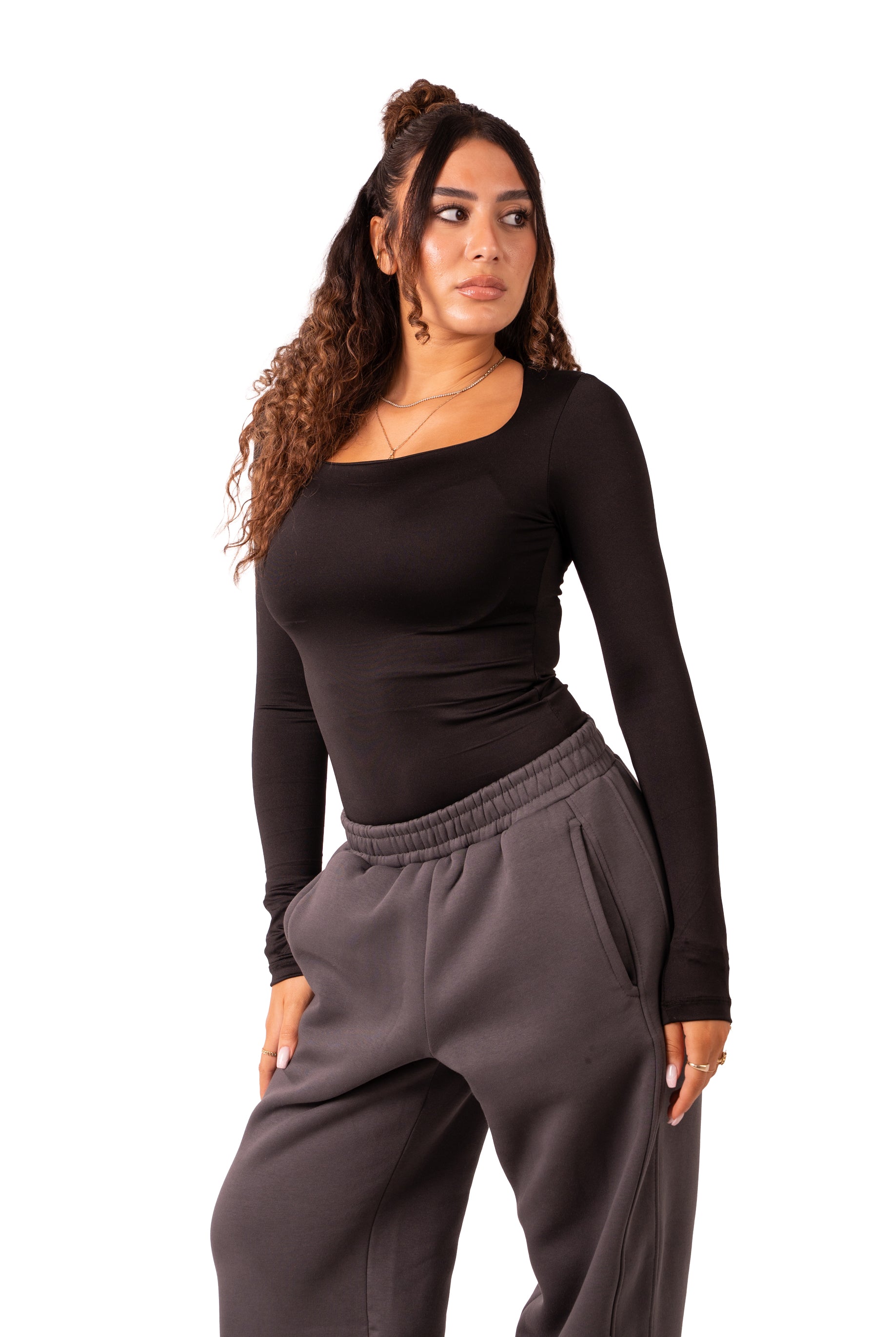 Straight Leg Sweat Pants - Dark Grey