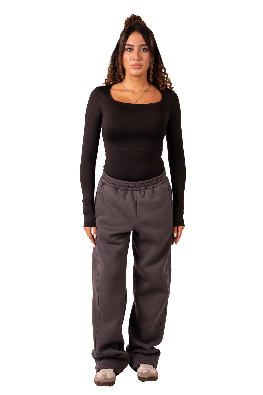 Straight Leg Sweat Pants - Dark Grey