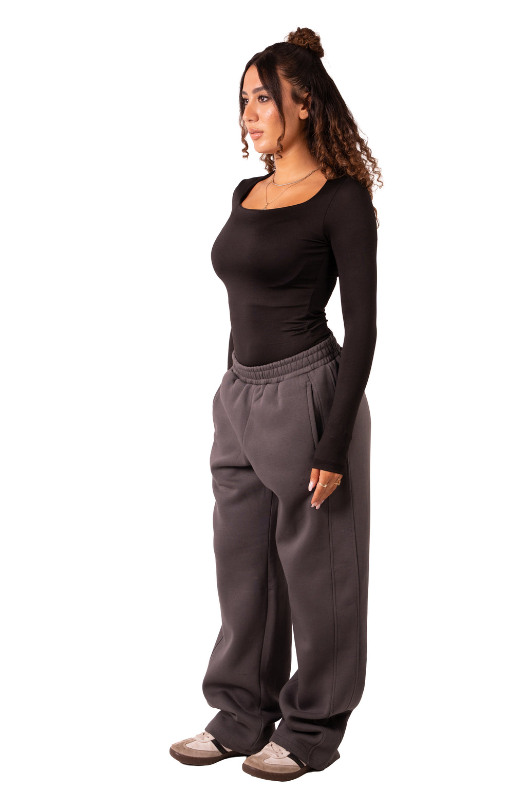 Straight Leg Sweat Pants - Dark Grey