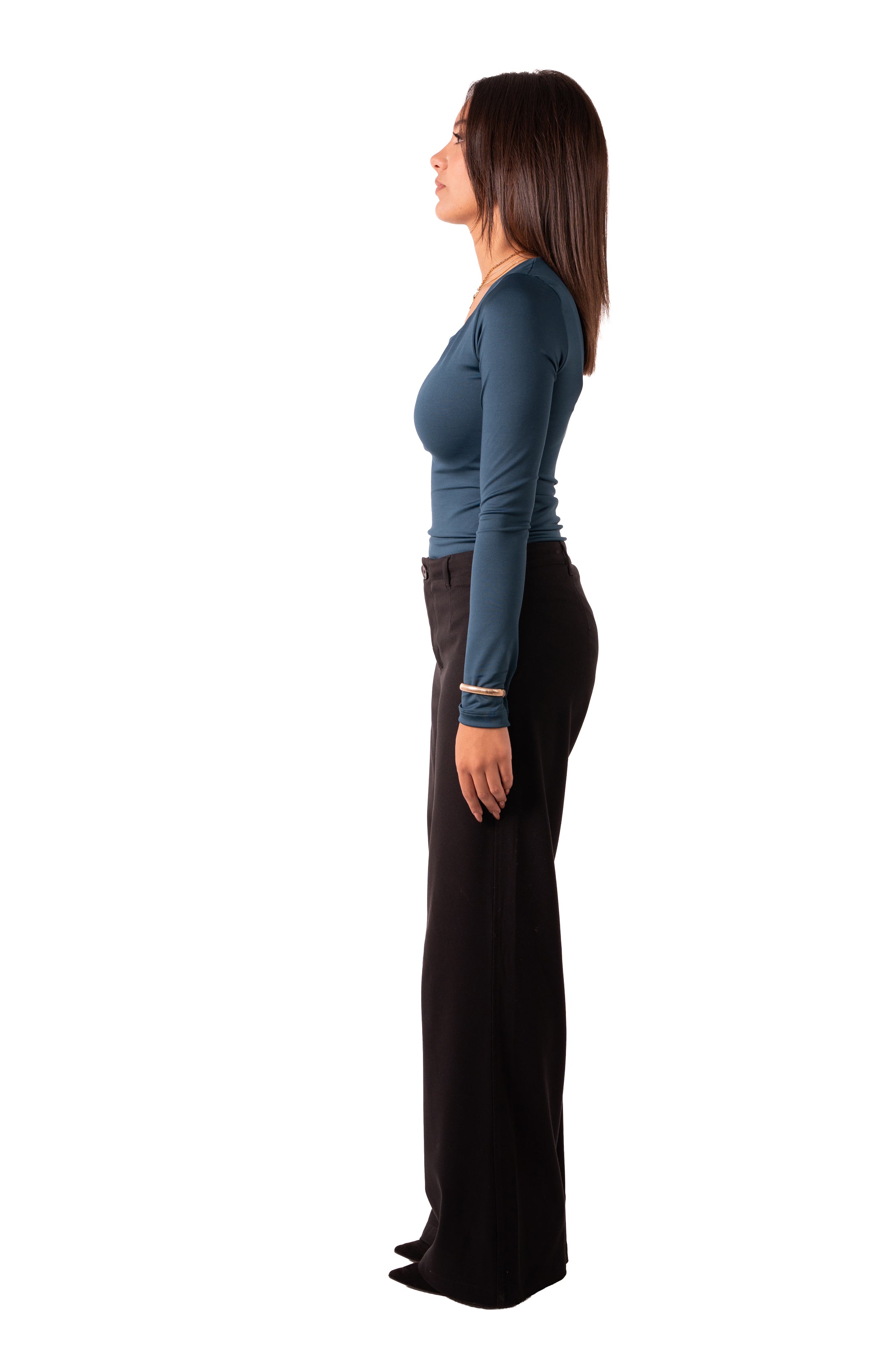 Square Neck Full Sleeve Bodysuit - Emerald Green