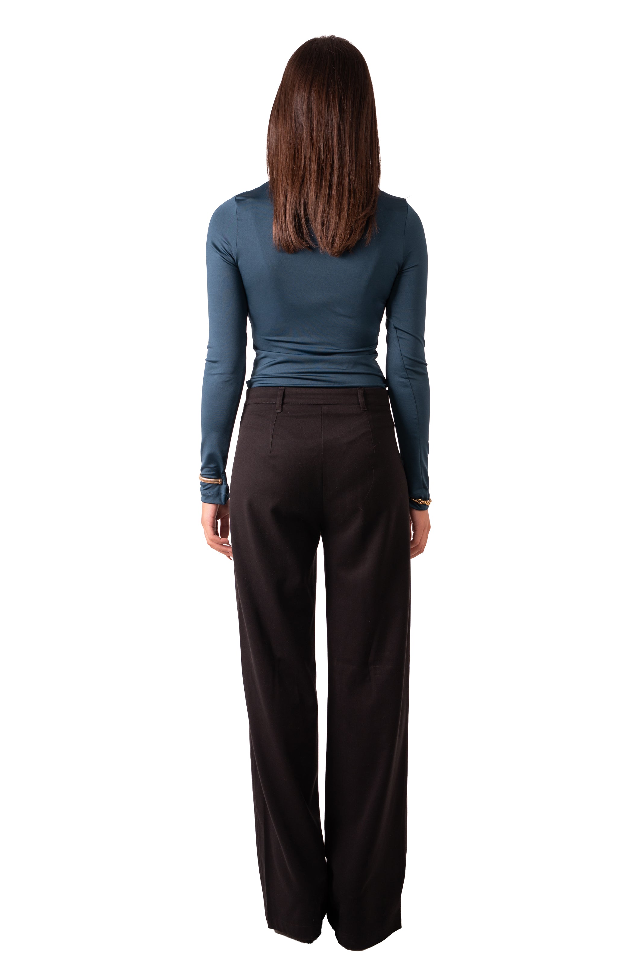 Square Neck Full Sleeve Bodysuit - Emerald Green